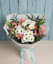 Букет цветов из:  Розы, Лизиантусы и Хризантемы в Добринке