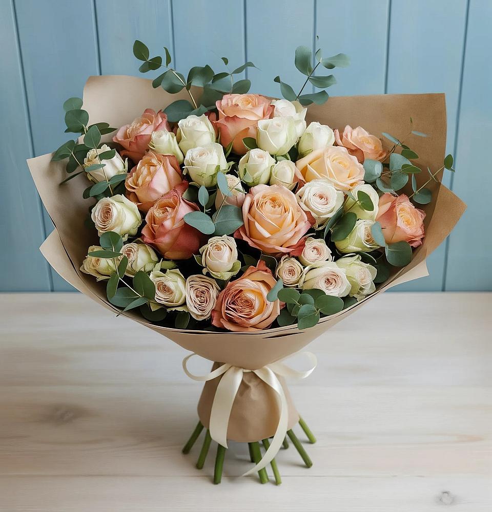 Букет цветов из: Альстромерии и Розы в Добринке