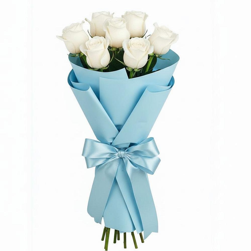 Букет 7 белых роз Проуд в Добринке