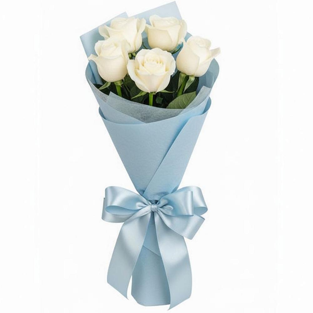 Букет 5 Белых роз Проуд в Добринке