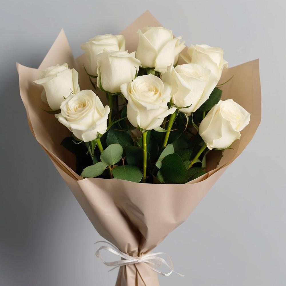 Букет 9 Белых роз Эдлесс Лав в Добринке