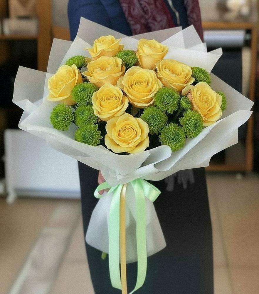 Букет цветов из: Хризантемы и Розы в Добринке