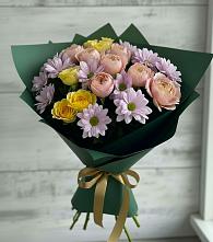 Букет цветов из:  Хризантемы и Розы #REPLACE_PRED# Добринке