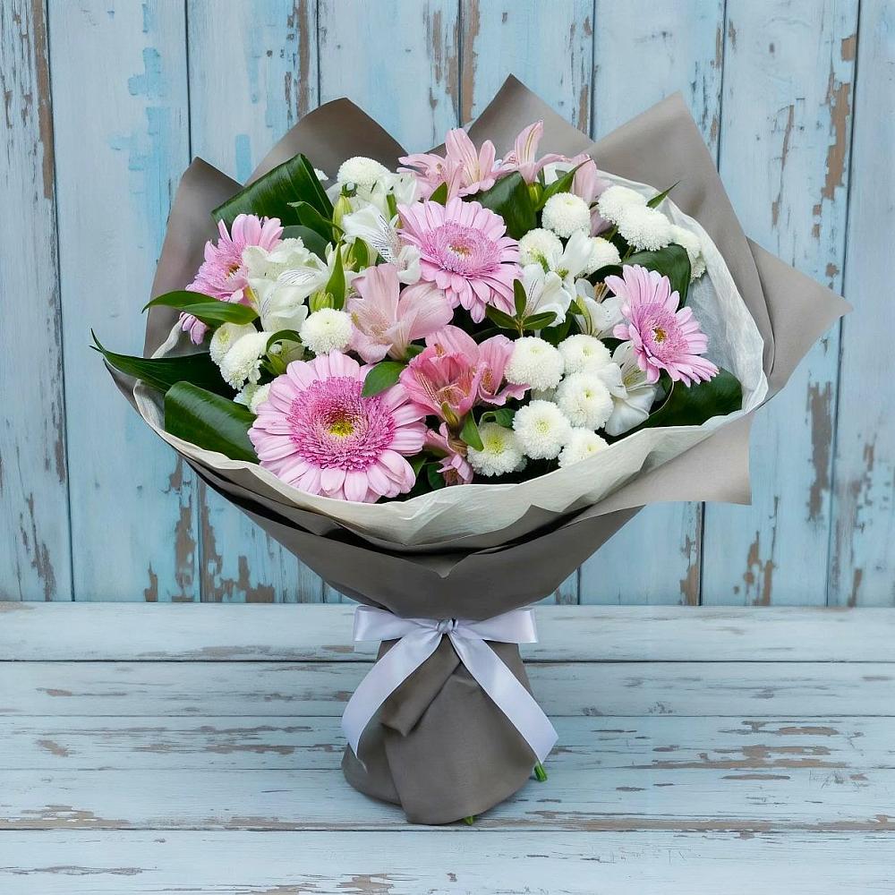 Букет цветов из: Герберы, Альстромерии и Хризантемы в Добринке