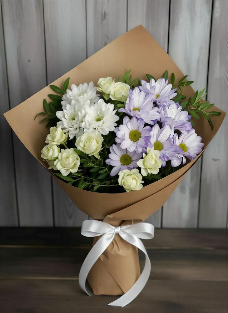 Букет цветов из: Хризантемы и Розы в Добринке