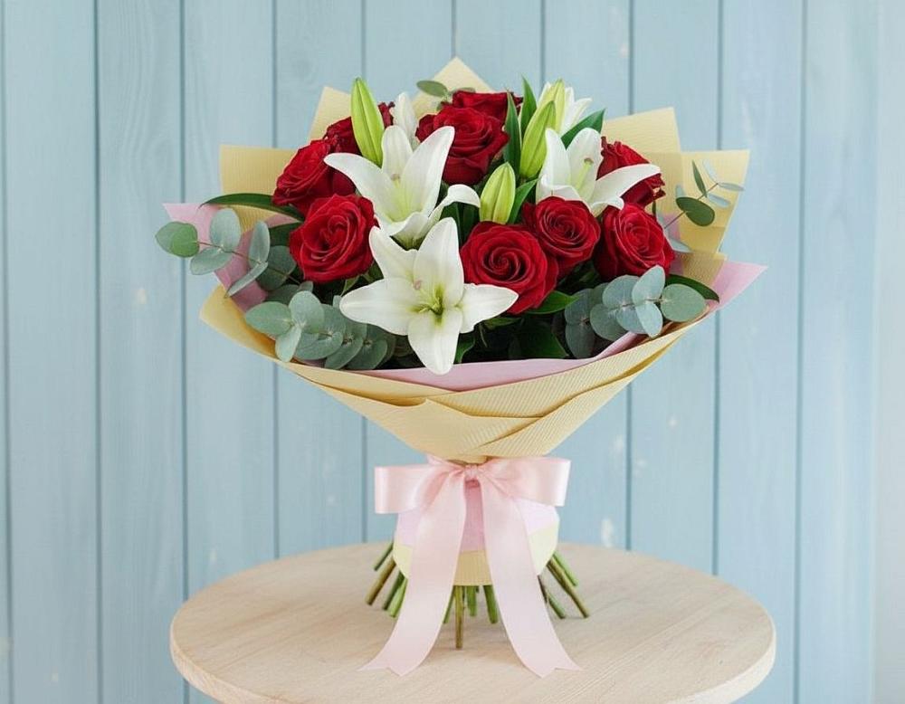Букет цветов из: Лилии и Розы в Добринке